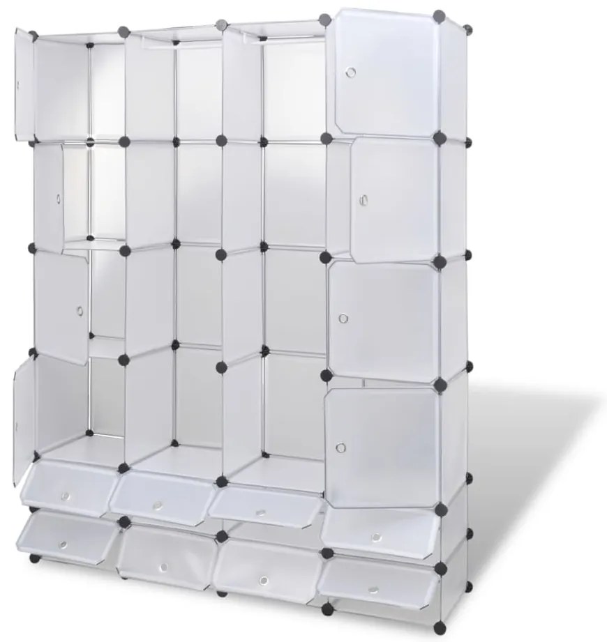 Armário plástico modular 18 gavetas 37x146x180,5cm branco