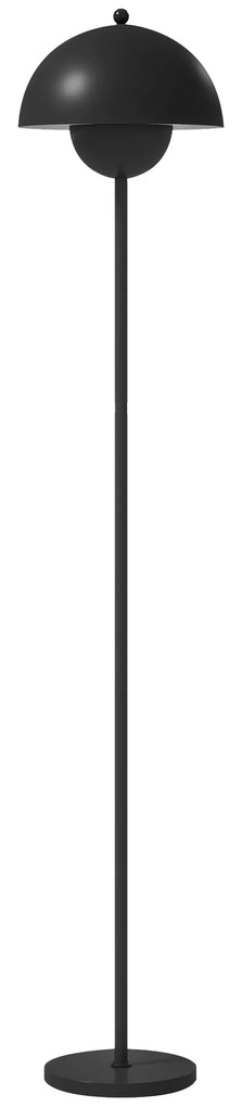 HOMCOM Candeeiro de Pé Moderno com Ecrã em Forma de Taça Refletora de Luz Interruptor de Pé Suporte E27 sem Lâmpada Ø35x155 cm Preto | Aosom Portugal