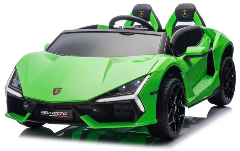 Carro elétrico para Crianças 2 Lugares Lamborghini Revuelto XL STRONG 24V, Rodas AR bombeado, Assento Couro ecológico Verde