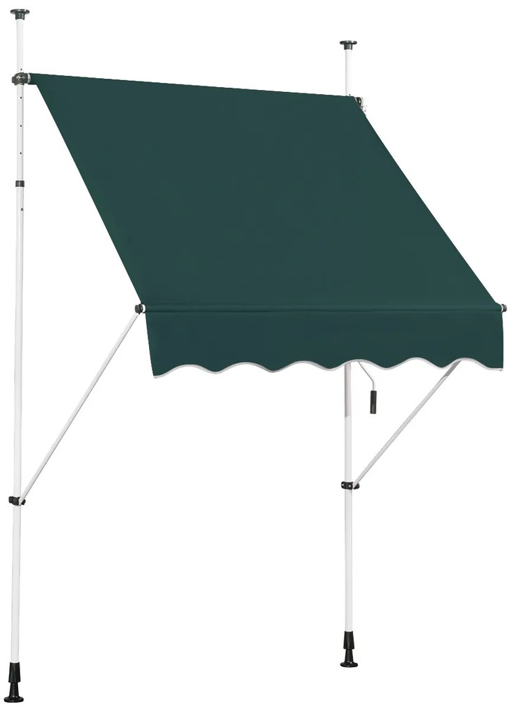 Toldo Telescópico e Retrátil 150 cm Resistente aos Raios UV Impermeável com Manivela Altura Regulável para Janela Varanda Jardim Verde