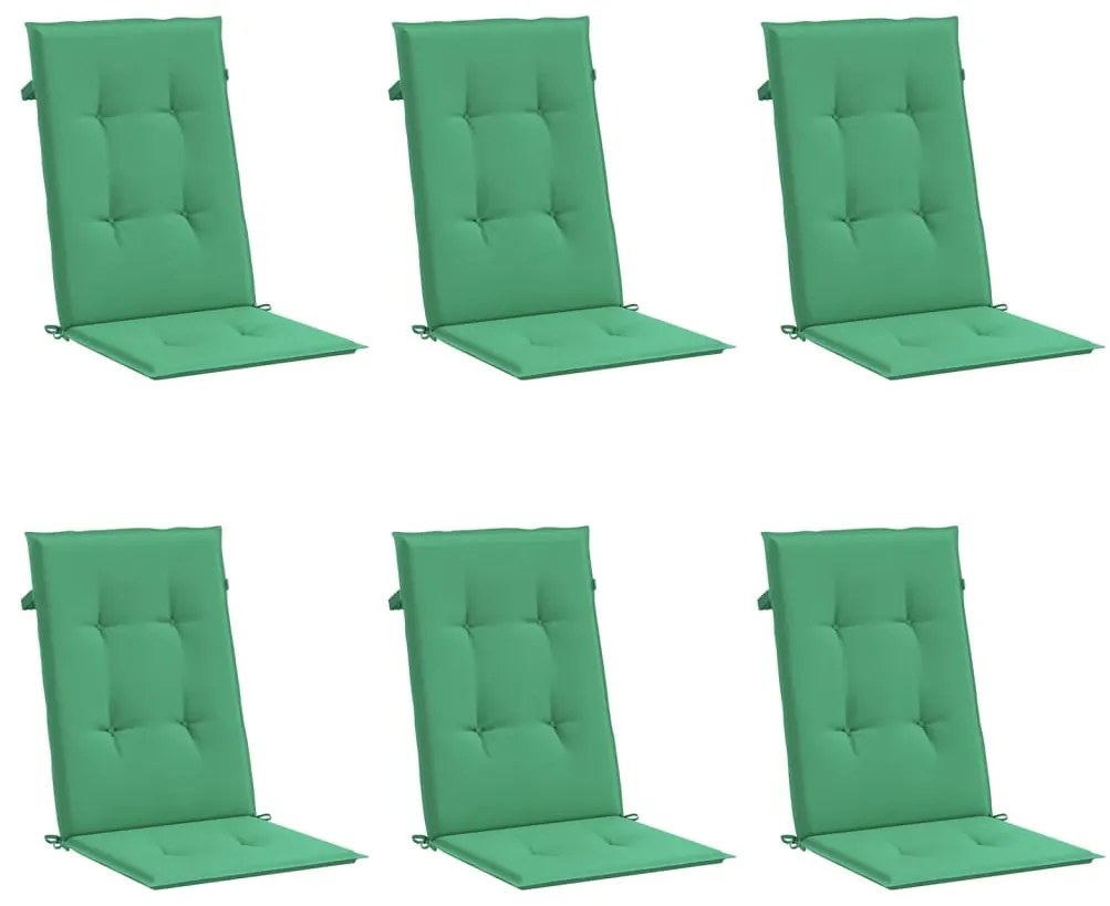 Almofadões para cadeiras altas de jardim 6 pcs tecido verde