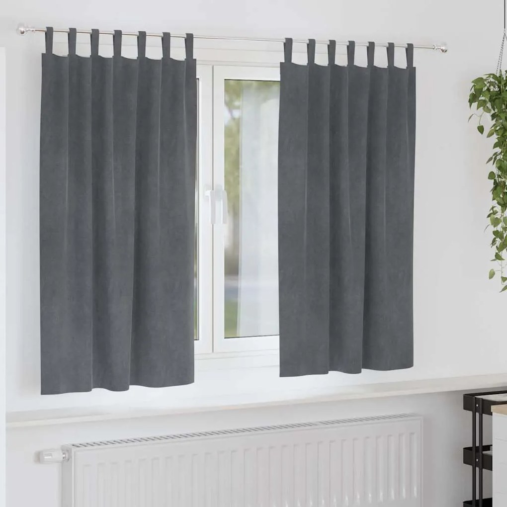 Cortinas Blackout vidaXL com Laços de Suspensão 2 pcs Veludo Cinza Sup