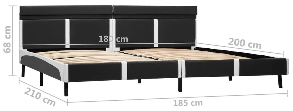 Estrutura de cama c/ LED 180x200 cm couro artificial cinzento