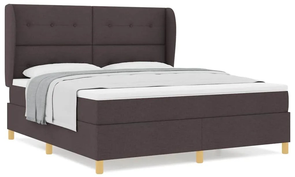 Cama Box Spring com Colchão vidaXL Marrom Escuro 180x200 cm Tecido