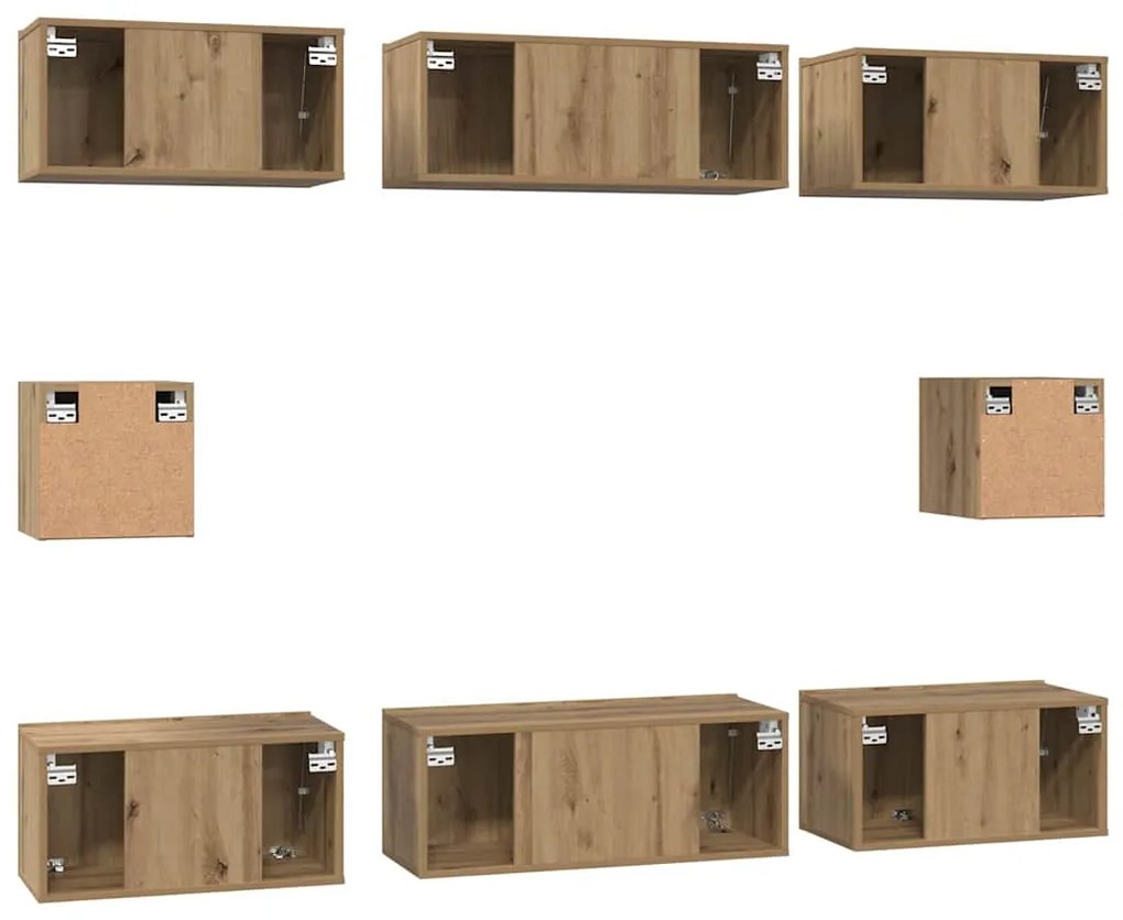 Conjunto de Estantes para TV 8 pcs carvalho artisiano