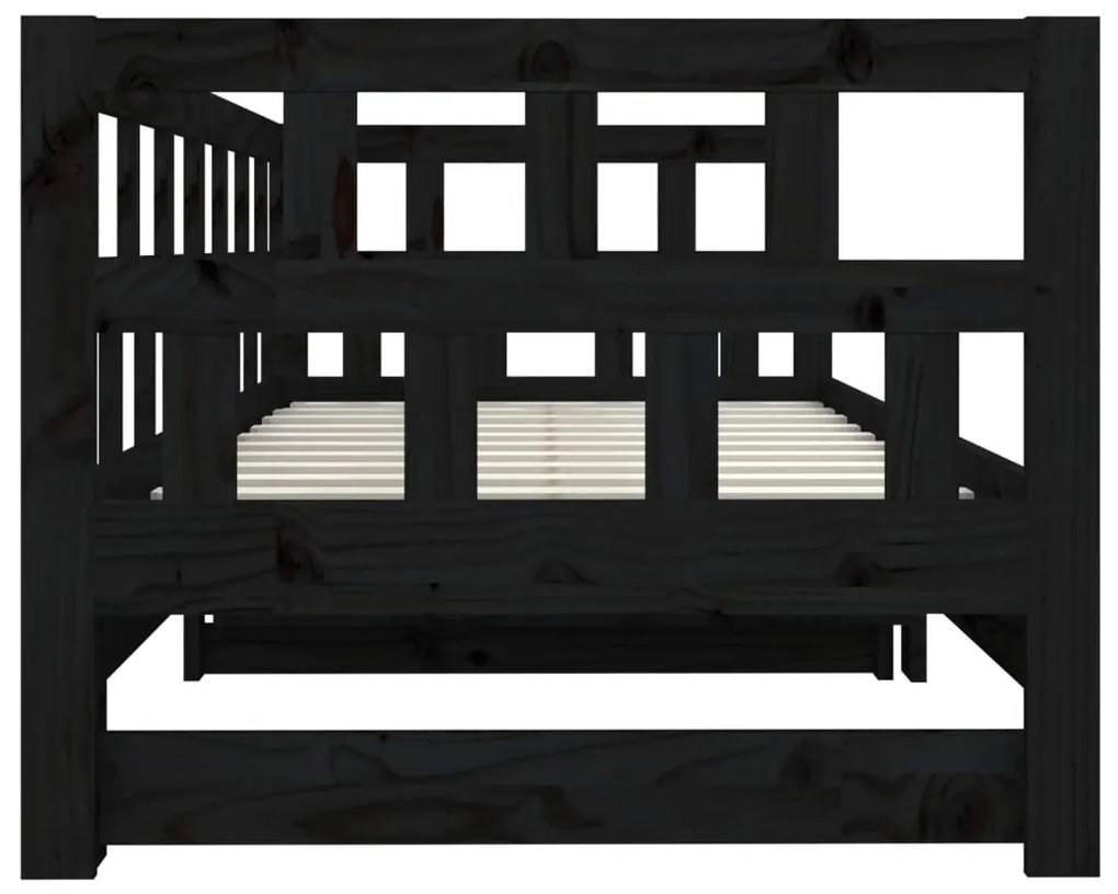 Estrutura sofá-cama de puxar 2x(90x200) cm pinho maciço preto