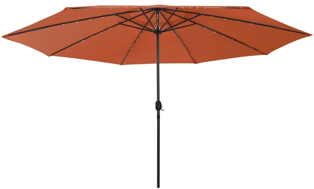 Guarda-sol de jardim com luzes LED 400 cm terracota