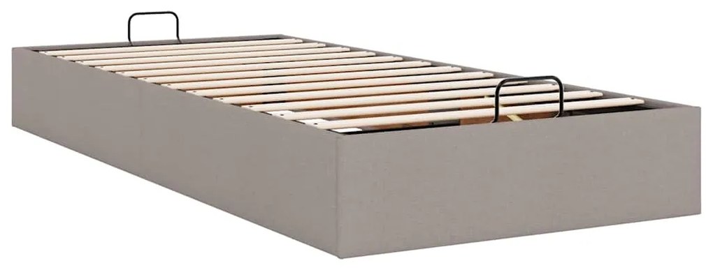 Estrutura de cama otomana sem colchão 100x200cm tecido cinzento