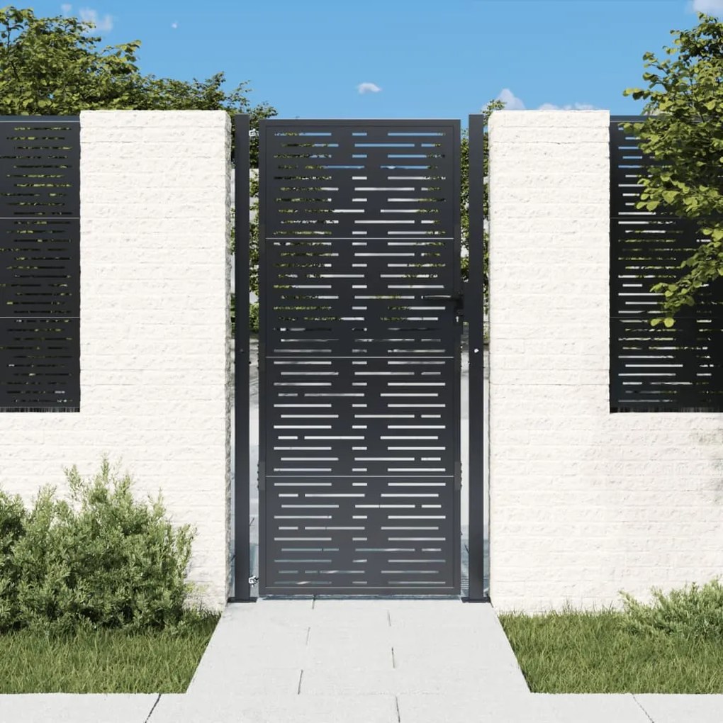 vidaXL Portão de jardim 105x205 cm aço design quadrados antracite