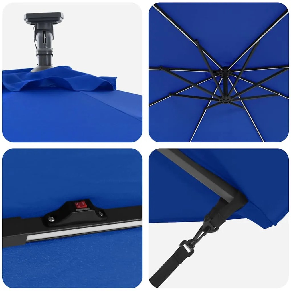 Guarda-sol de Bananeira Cantilever com bloqueio azul ciano