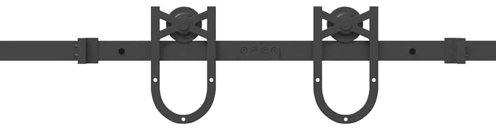 Kit de ferragens para porta deslizante 366 cm aço preto