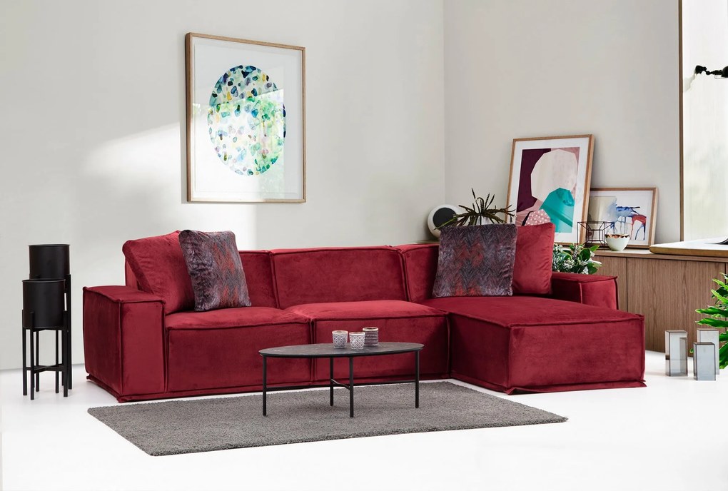 Sofá de Canto Lego – Burgundy – 300 x 170 cm