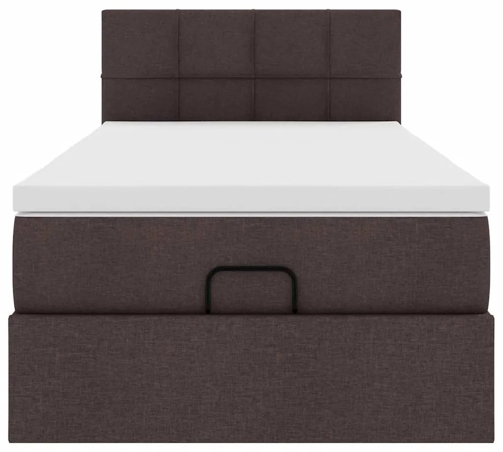Cama otomana com colchão 100x200 cm tecido castanho escuro