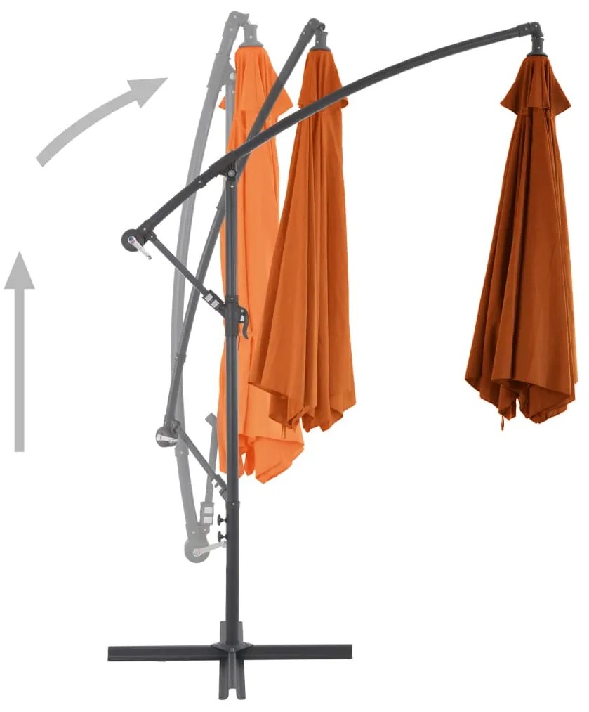 Guarda-sol jardim cantilever c/ poste alumínio 300cm terracotta