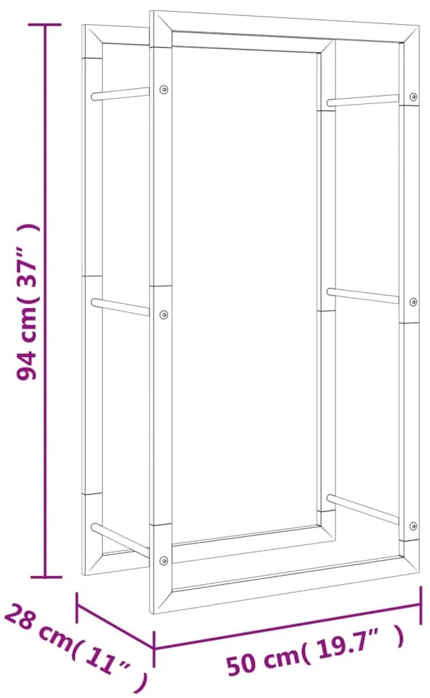 Suporte para lenha 50x28x94 cm aço inoxidável