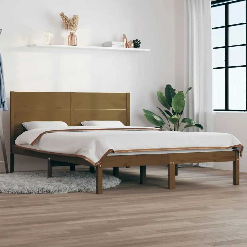 vidaXL Estrutura de cama 120x200 cm madeira pinho maciço castanho mel