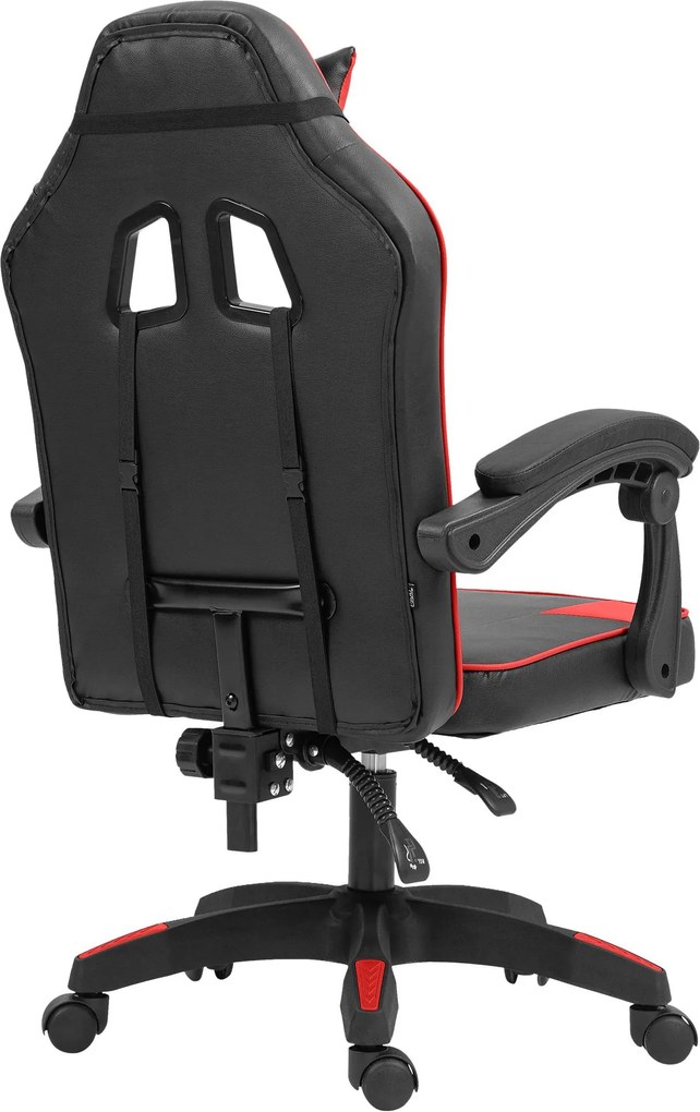 Cadeira de escritório em couro sintético preto e vermelho