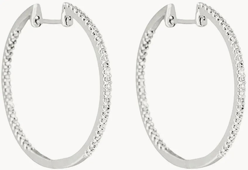 Brincos de argola em ouro branco com diamantes Créoles de Diamants, 0,25 quilates