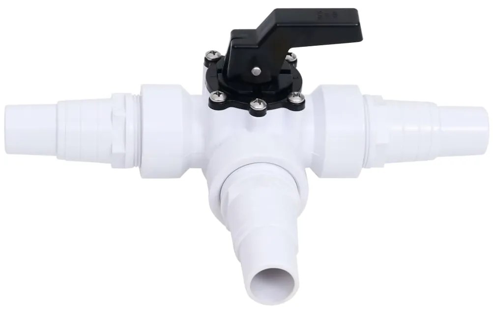 Válvula esférica de 3 vias para piscina branco e preto
