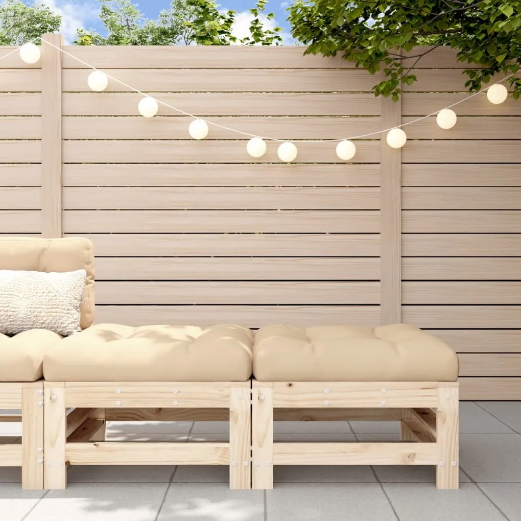 vidaXL Apoios de pés p/ jardim c/ almofadões 2 pcs pinho maciço