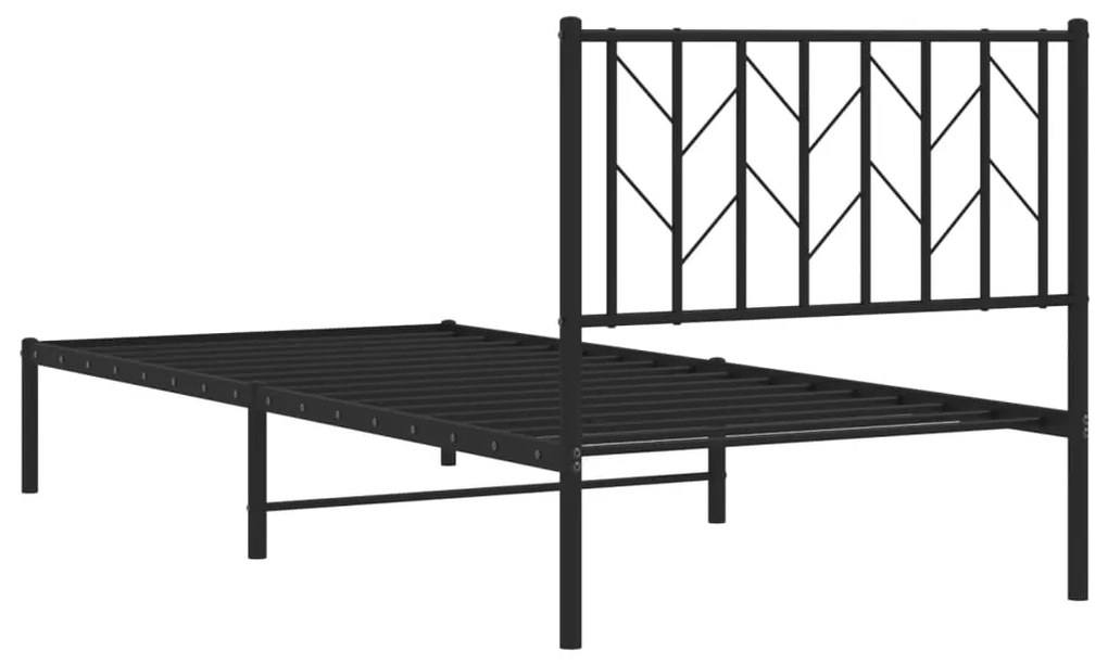 Estrutura de cama com cabeceira 90x200 cm metal preto