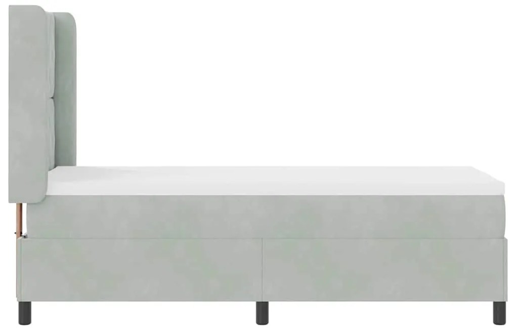 Cama Box vidaXL com Colchão &amp; Luz LED Cinza Claro 80x200 cm Veludo