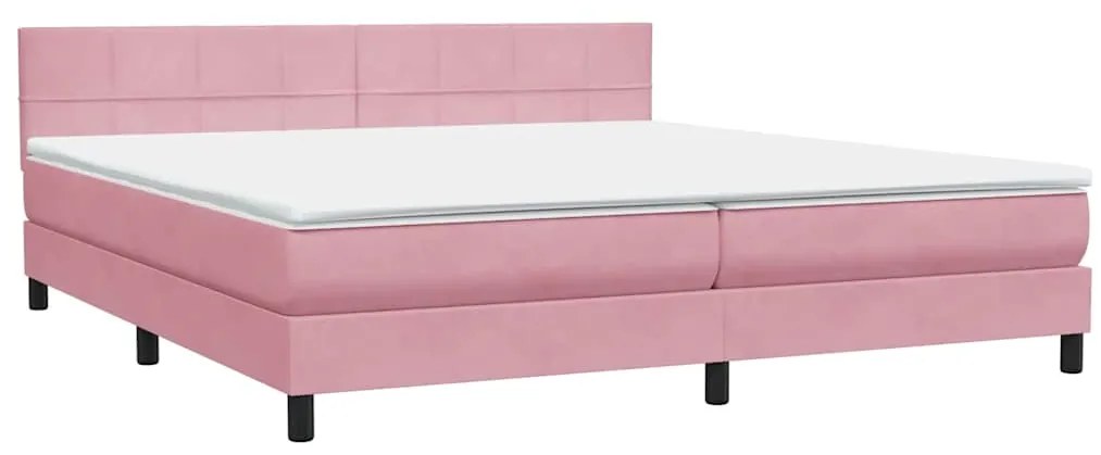 Cama com molas/colchão rosa 180x220 cm veludo