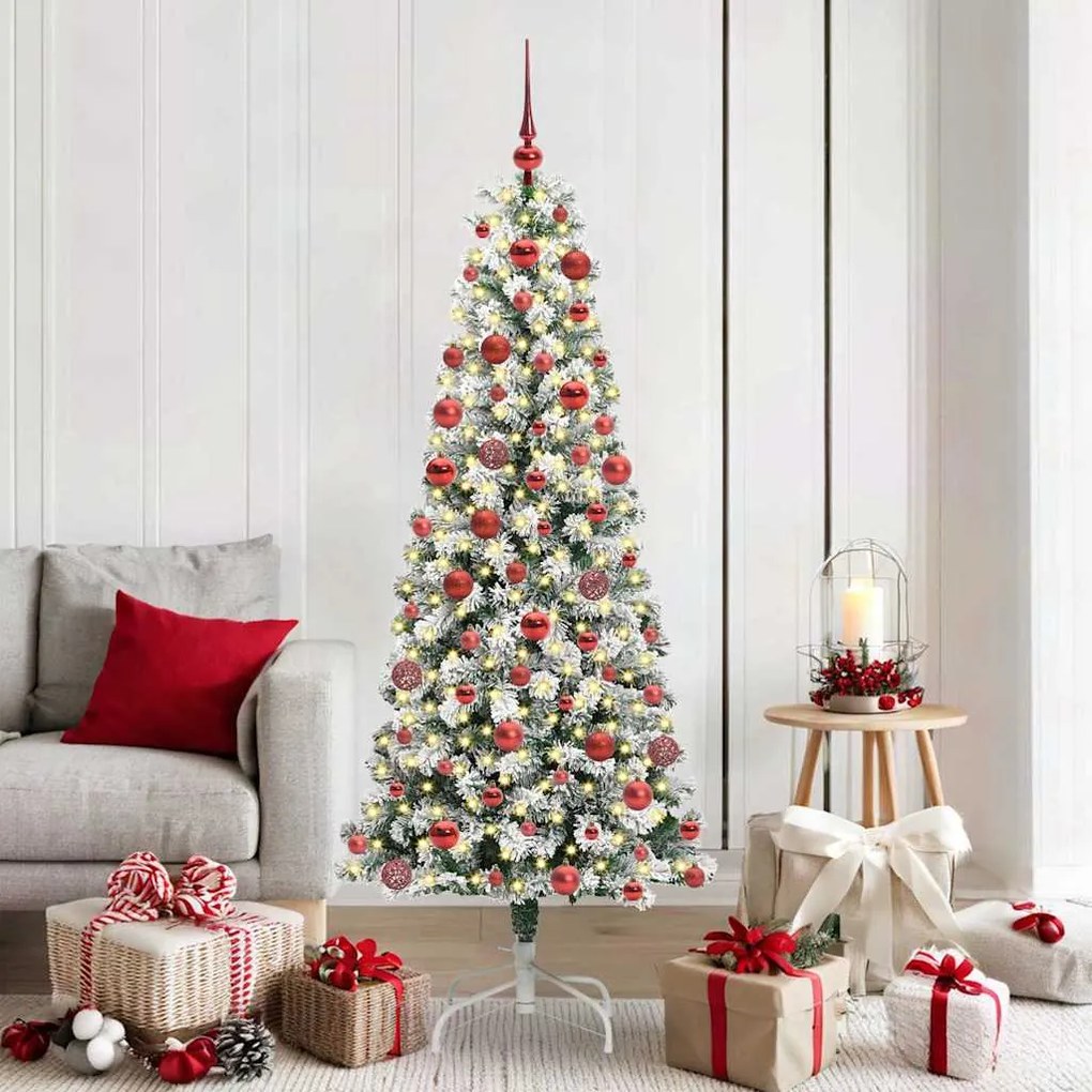 vidaXL Árvore de Natal Articulada Artificial Verde e Branco 180 cm
