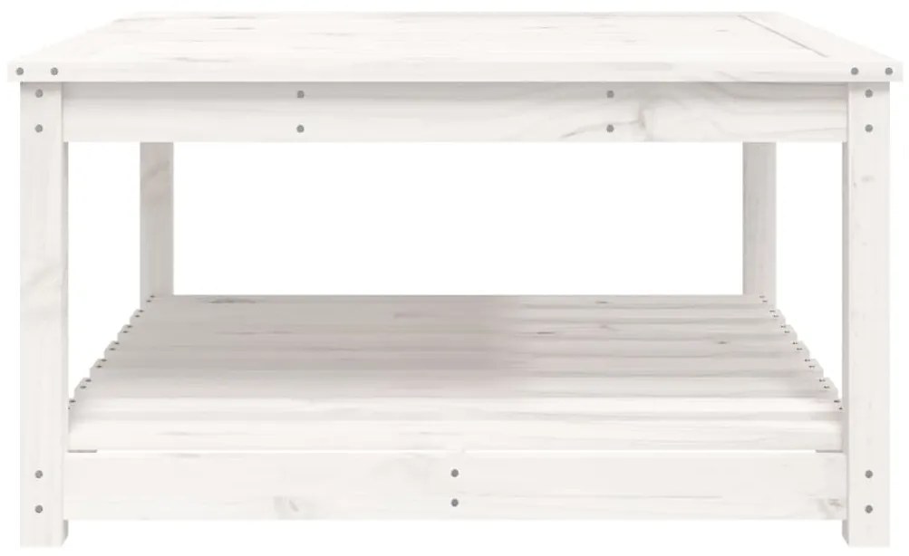 Mesa de jardim 82,5x82,5x45 cm madeira de pinho maciça branco