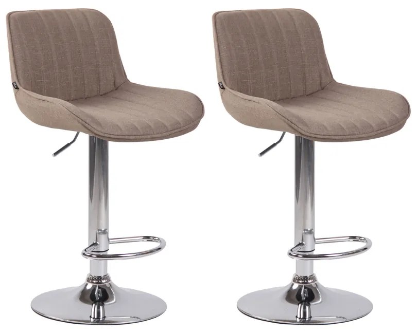 Conjunto de 2 bancos de bar Lentini em tecido e com estrutura cromada 50 x 86-108 x 50 cm Castanho acinzentado