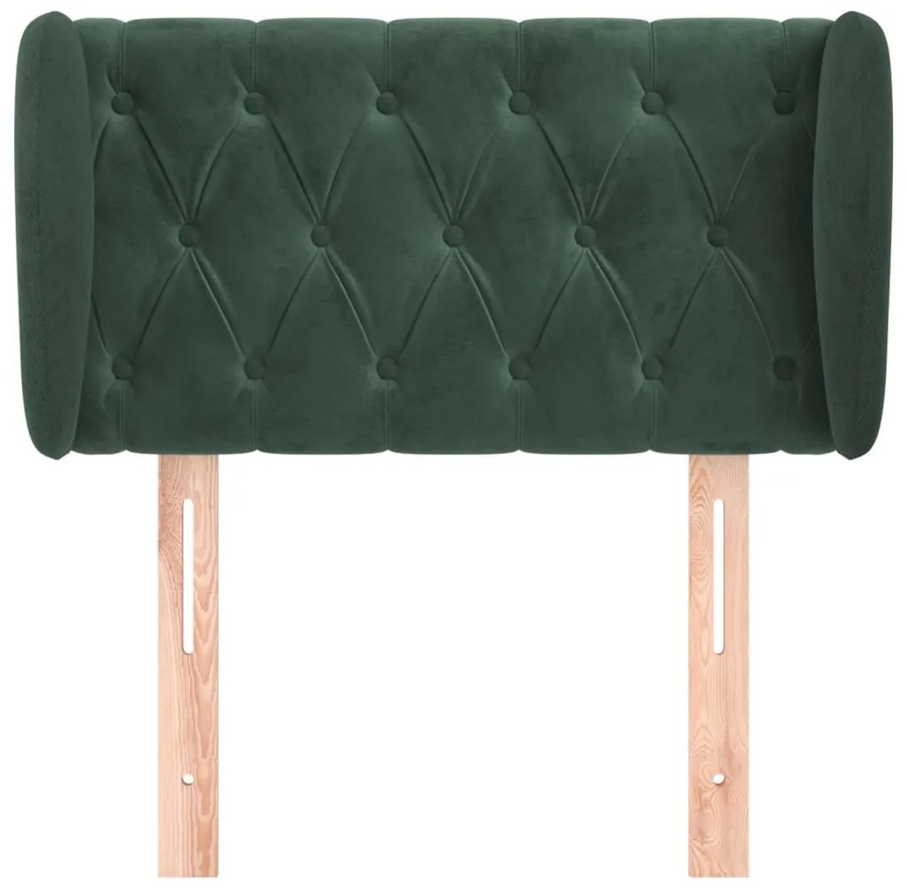 Cabeceira de cama c/ abas veludo 83x23x78/88cm verde-escuro