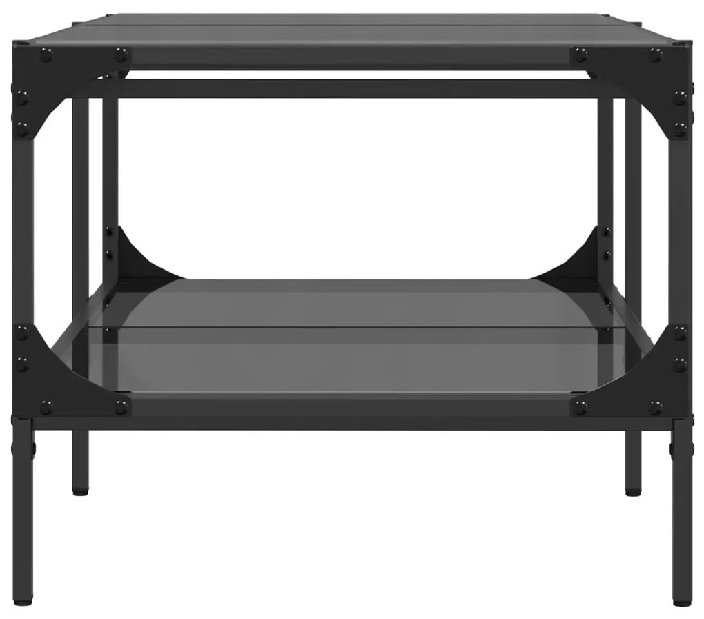 Mesa de centro com topo em vidro preto 98,5x50x45 cm aço