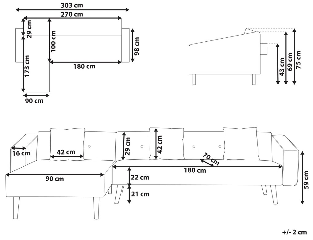 Sofá de canto em veludo verde versão direita VADSO Beliani