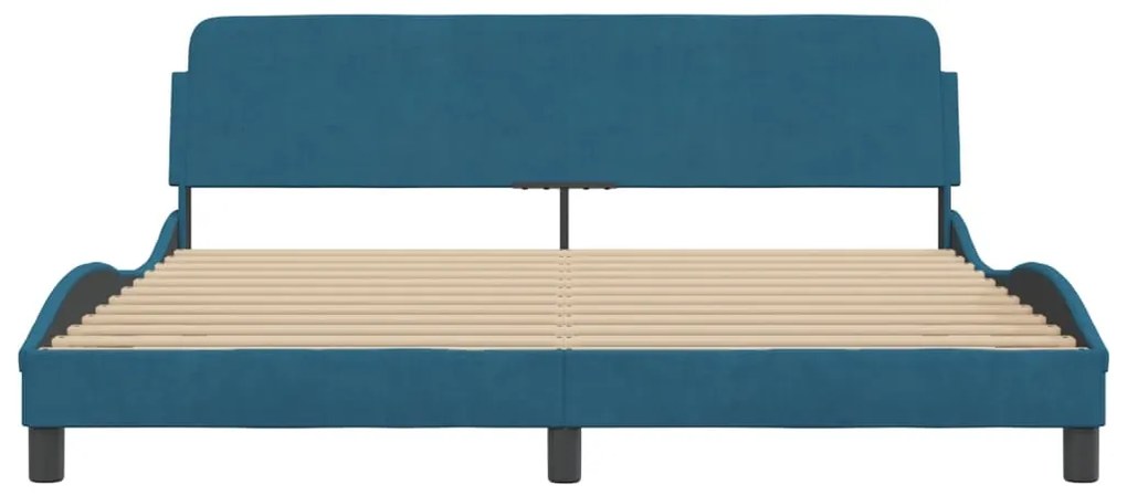 Estrutura de cama c/ cabeceira 180x200 cm veludo azul