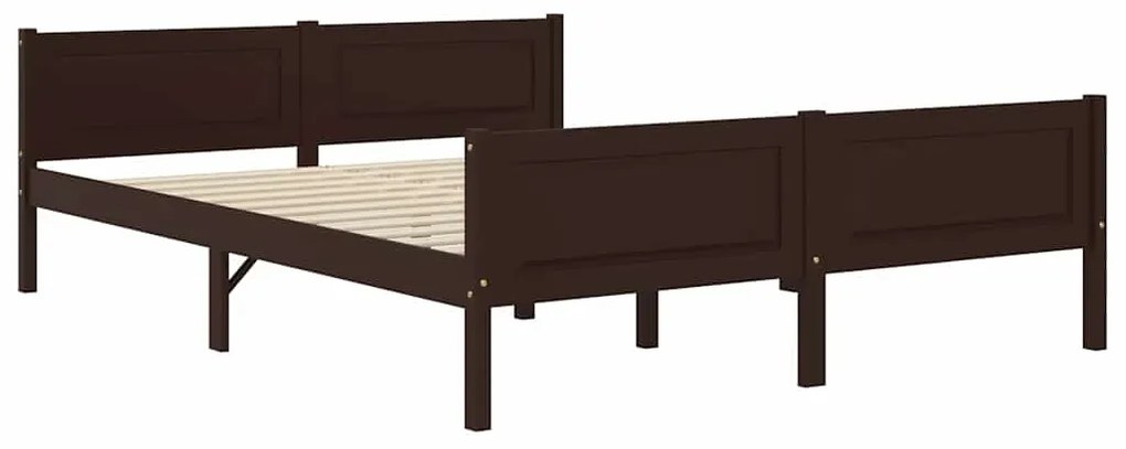 Estrutura de cama 140x200 cm pinho maciço castanho-escuro