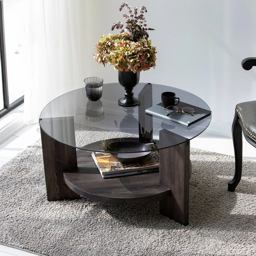 Mesa de Centro Mahal – Antracite/Dark Brown – 75x40x75 cm