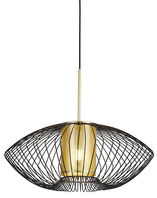 Candeeiro suspenso design preto/ouro 60cm - DOBRADO Design