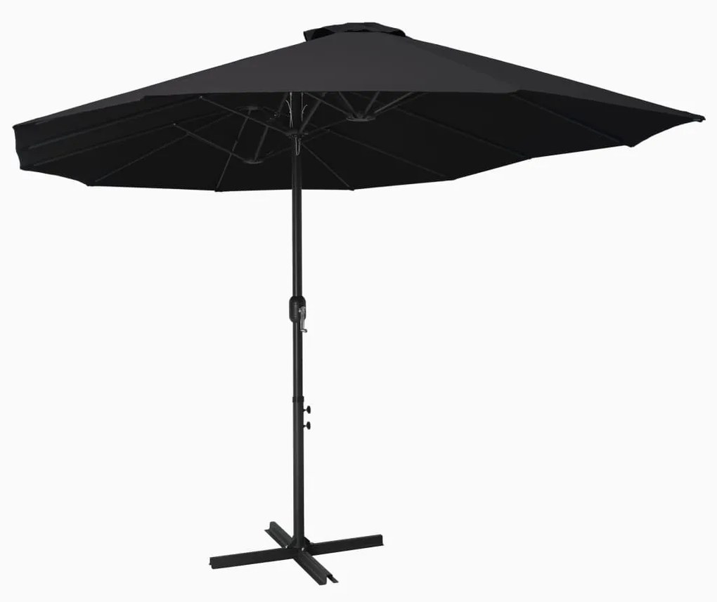 vidaXL Guarda-sol de exterior c/ poste alumínio 460x270 cm preto