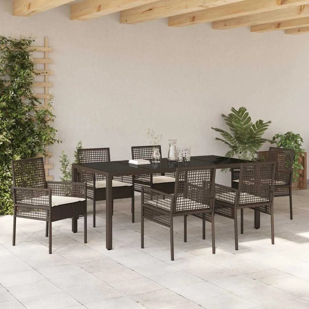 Conjunto de Jantar para Jardim 7 pcs Castanho 190 x 90 x 75 cm