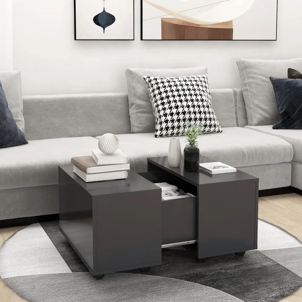 vidaXL Mesa de centro 60x60x38 cm contraplacado cinzento