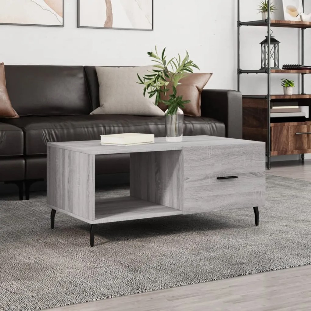 vidaXL Mesa de centro 90x50x40 cm derivados de madeira cinzento sonoma