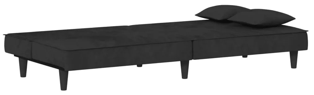 Sofá-cama veludo preto
