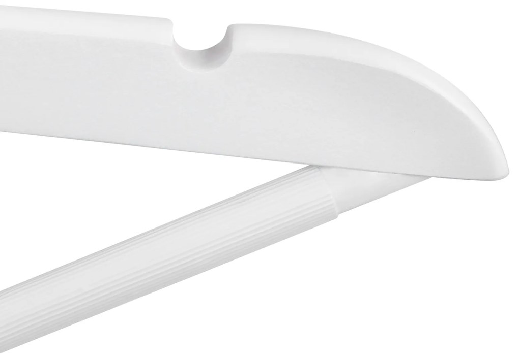 Conjunto de 50 cabides de madeira 44,5 x 23 cm branco + prateado