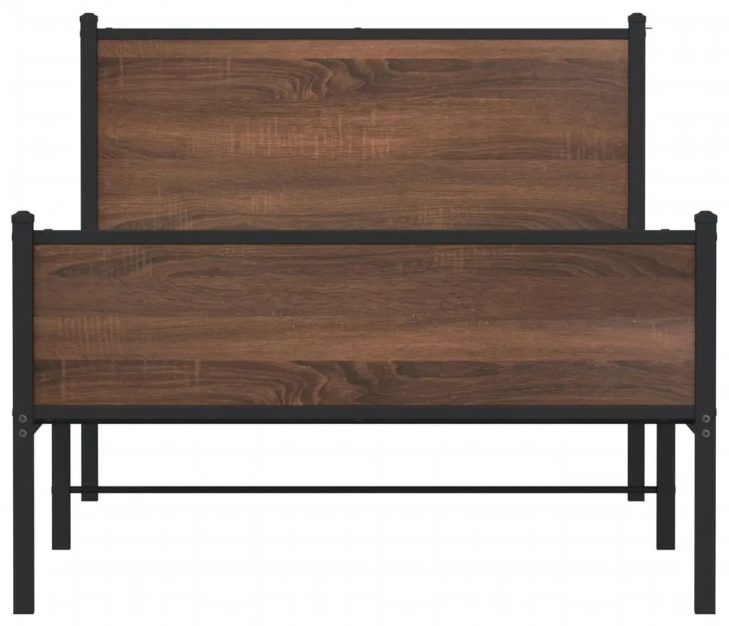 Estrutura de cama sem colchão 100x200cm metal carvalho castanho