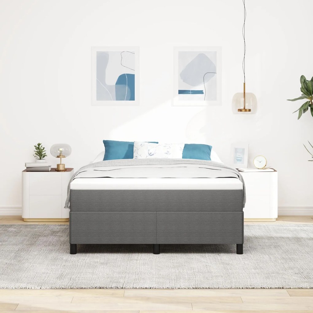 Estrutura de Cama vidaXL Cinza Claro 140x190 cm Tecido de Corduroy