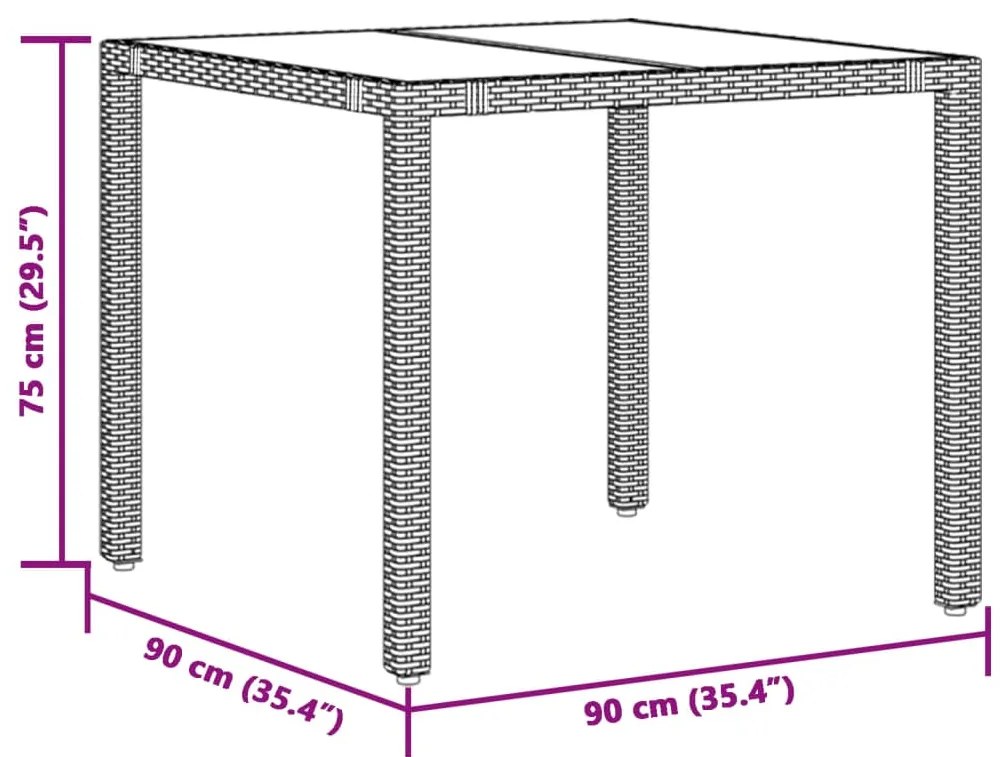 5 pcs conjunto bistrô de jardim c/ almofadões vime PE cinza