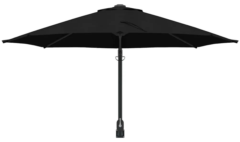 Parasol de Jardim Montado na Parede Preto 250 cm