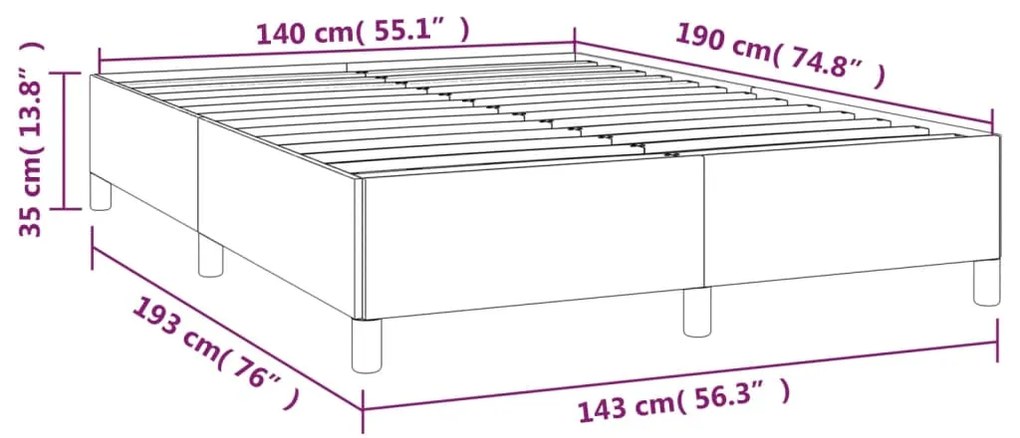 Estrutura de cama 140x190 cm couro artificial cinzento