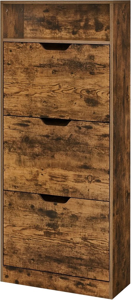 Sapateira com 3 abas, sapateira, compartimento aberto 24 x 60 x 139 cm castanho