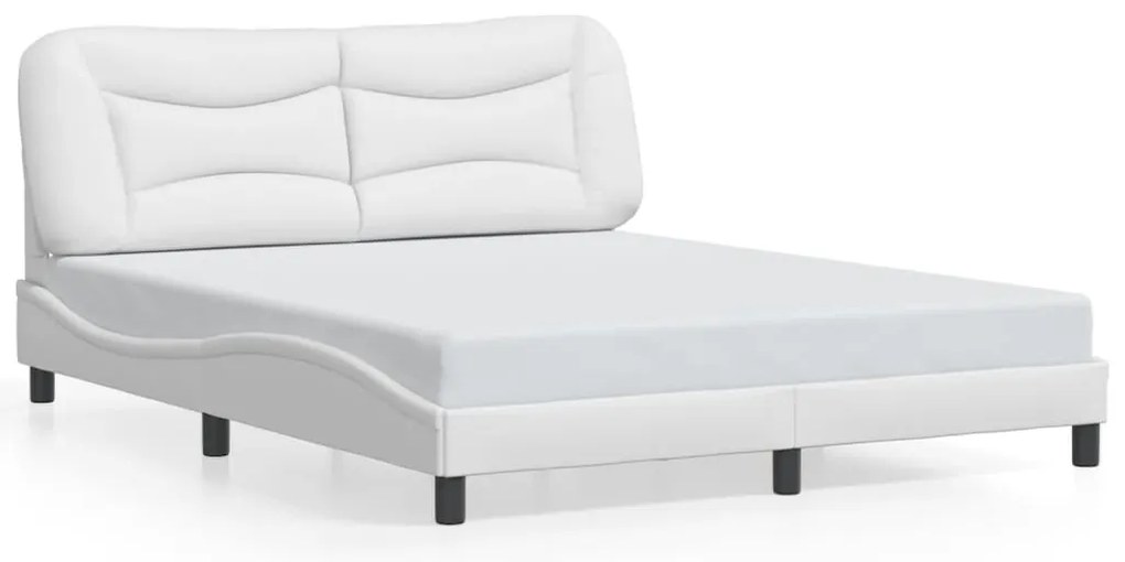 Estrutura de cama c/ luzes LED 160x200 cm couro artif. branco